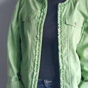 Lime Green Cotton Jacket with Ruffles